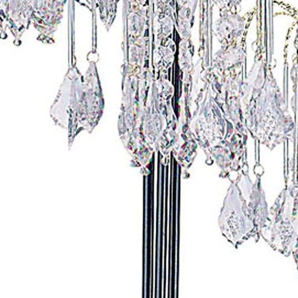 34" Black Metal Three Light Chandelier Table Lamp HomeRoots