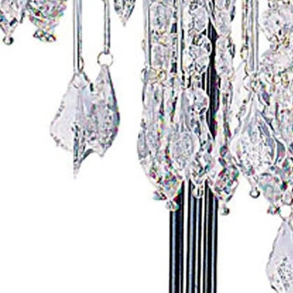 34" Black Metal Three Light Chandelier Table Lamp HomeRoots