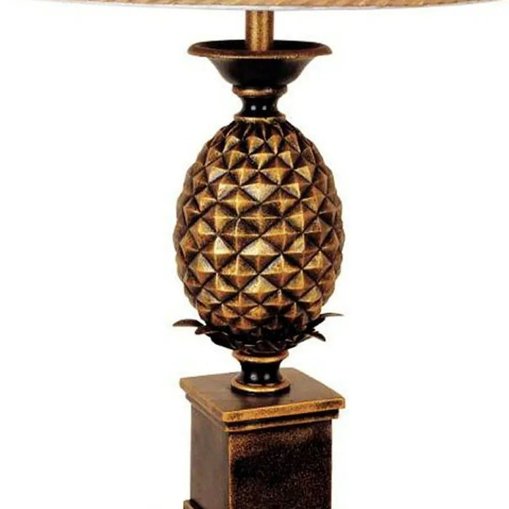 32" Gold Metal Pineapple Table Lamp With Gold Classic Empire Shade HomeRoots