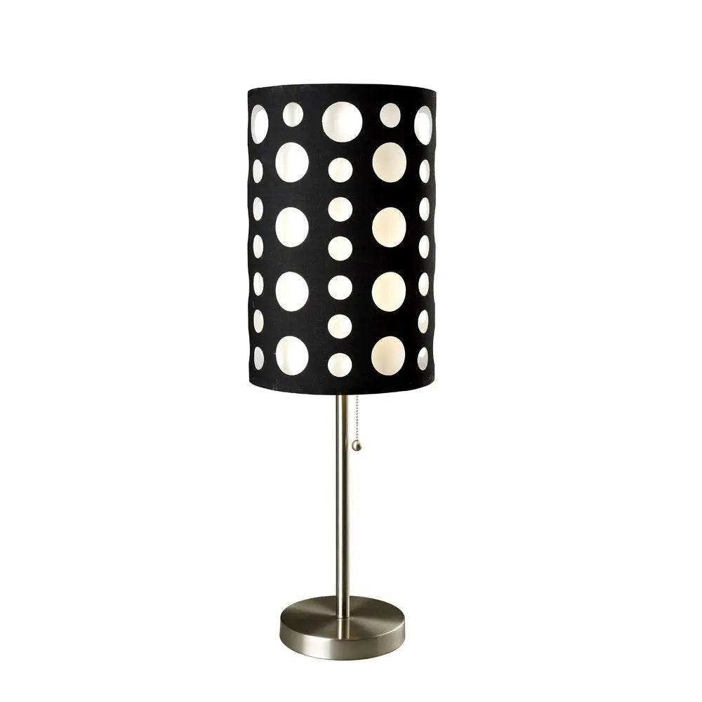 33" Steel Mod Table Lamp With Black And Red Drum Shade HomeRoots