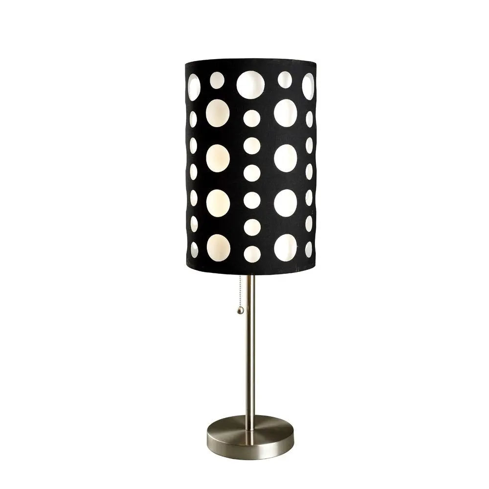 33" Steel Mod Table Lamp With Black And Red Drum Shade HomeRoots