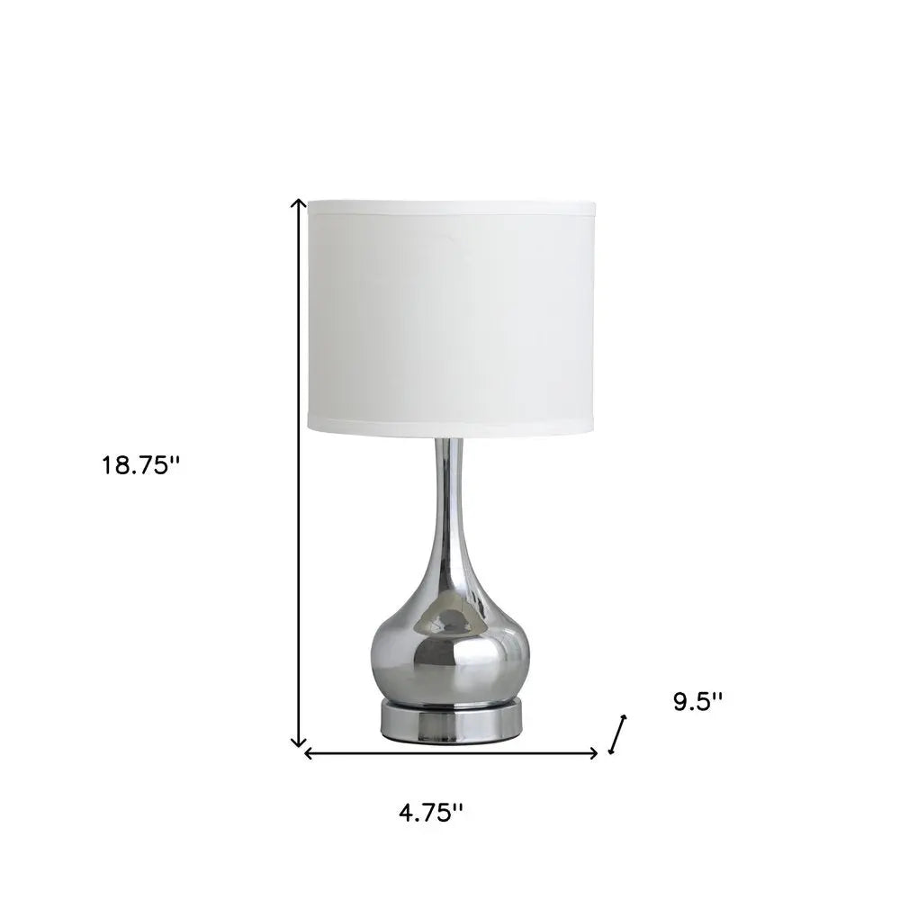 19" Silver Bedside Table Lamp With White Drum Shade HomeRoots