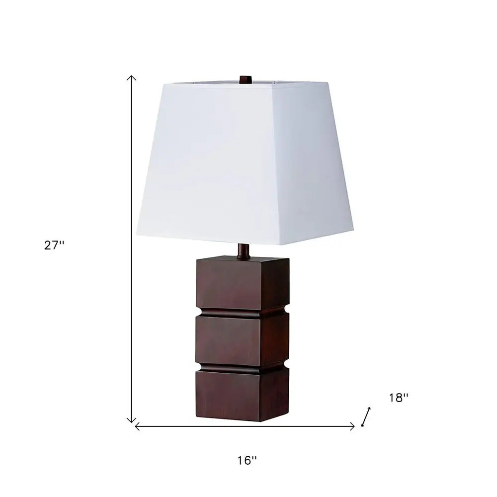 27" Brown Bedside Table Lamp With White Shade HomeRoots