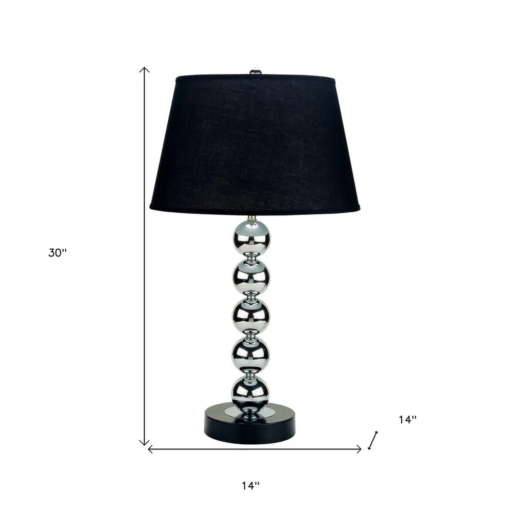 Silver Bauble Table Lamp with Black Shade HomeRoots