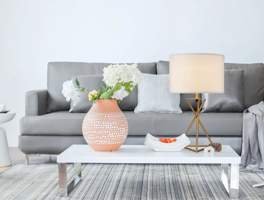 Contemporary Gold Geo Table Lamp with White Shade HomeRoots