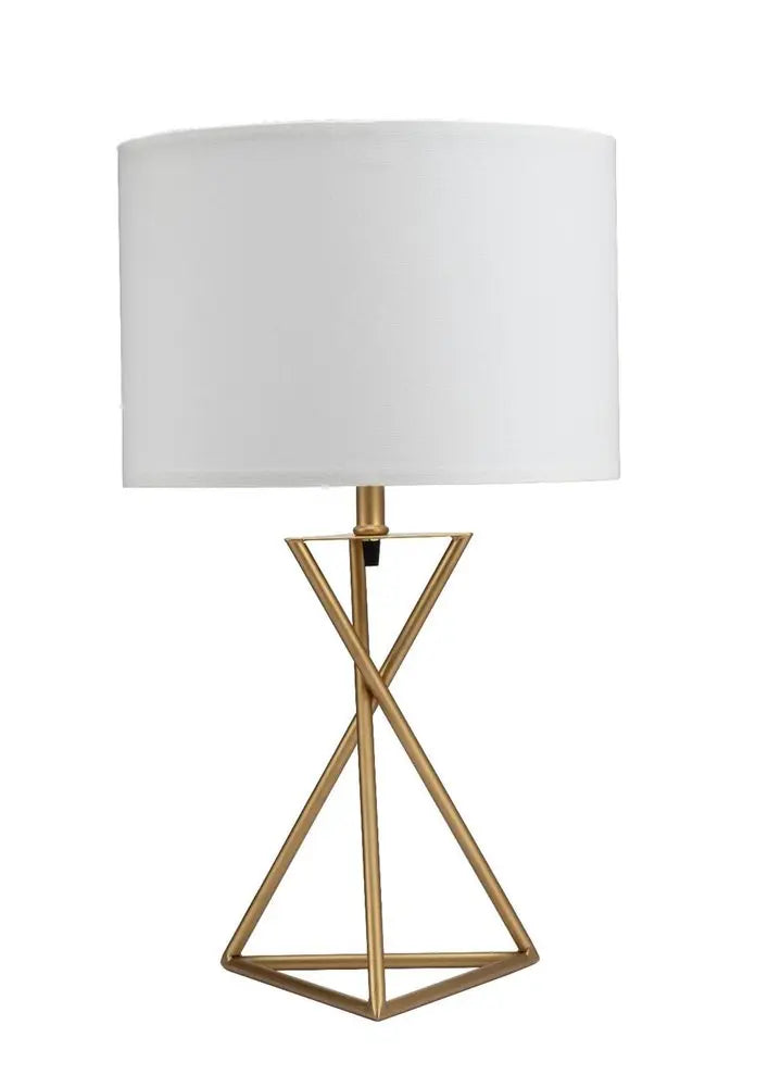 Contemporary Gold Geo Table Lamp with White Shade HomeRoots