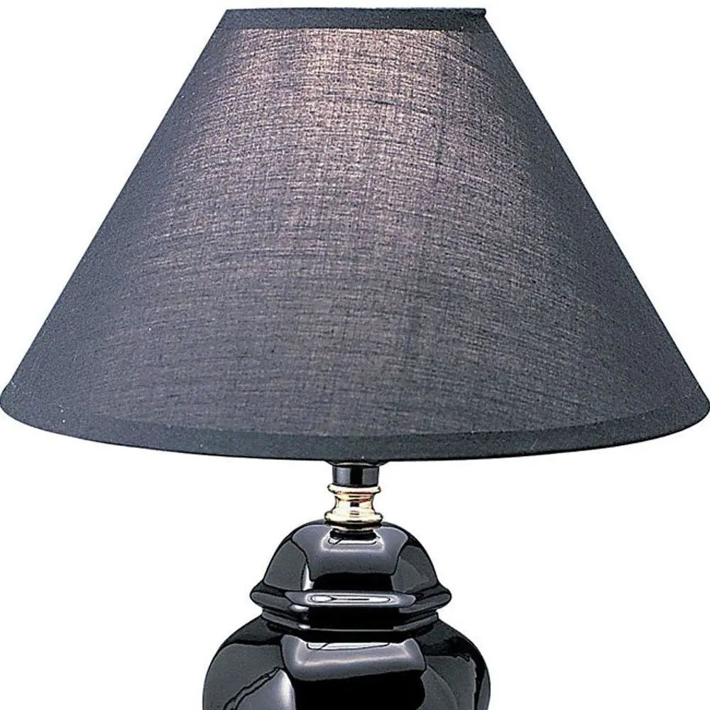 13" Black Ceramic Bedside Table Lamp With Black Shade HomeRoots