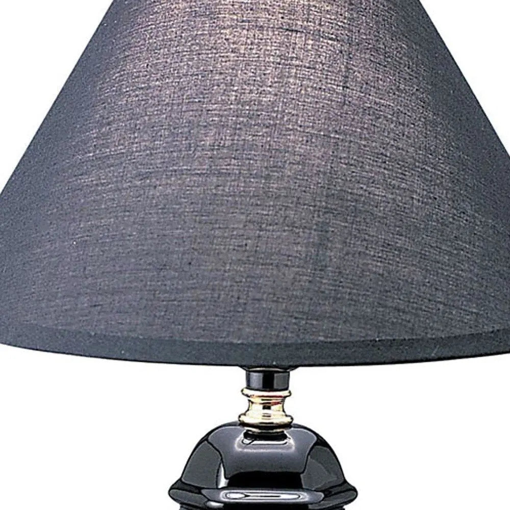 13" Black Ceramic Bedside Table Lamp With Black Shade HomeRoots