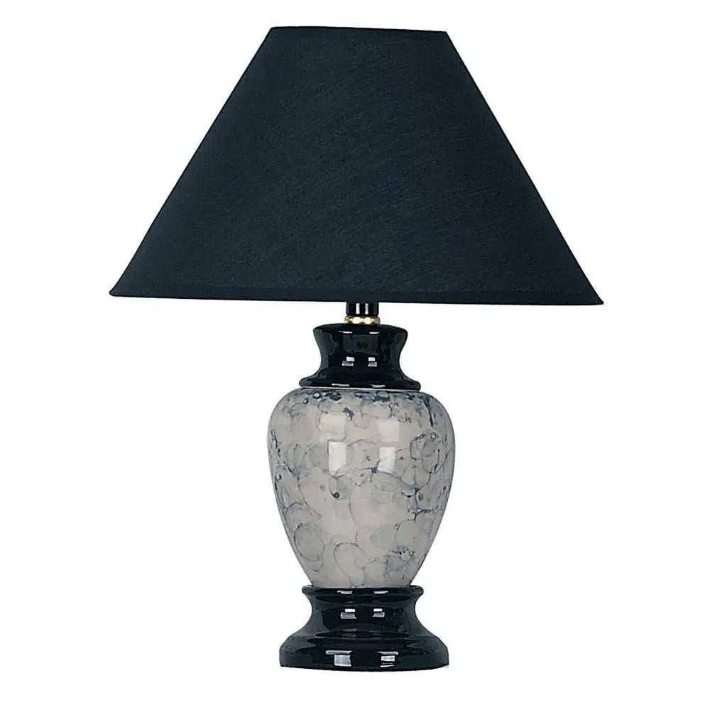 13" Black Ceramic Bedside Table Lamp With Black Shade HomeRoots