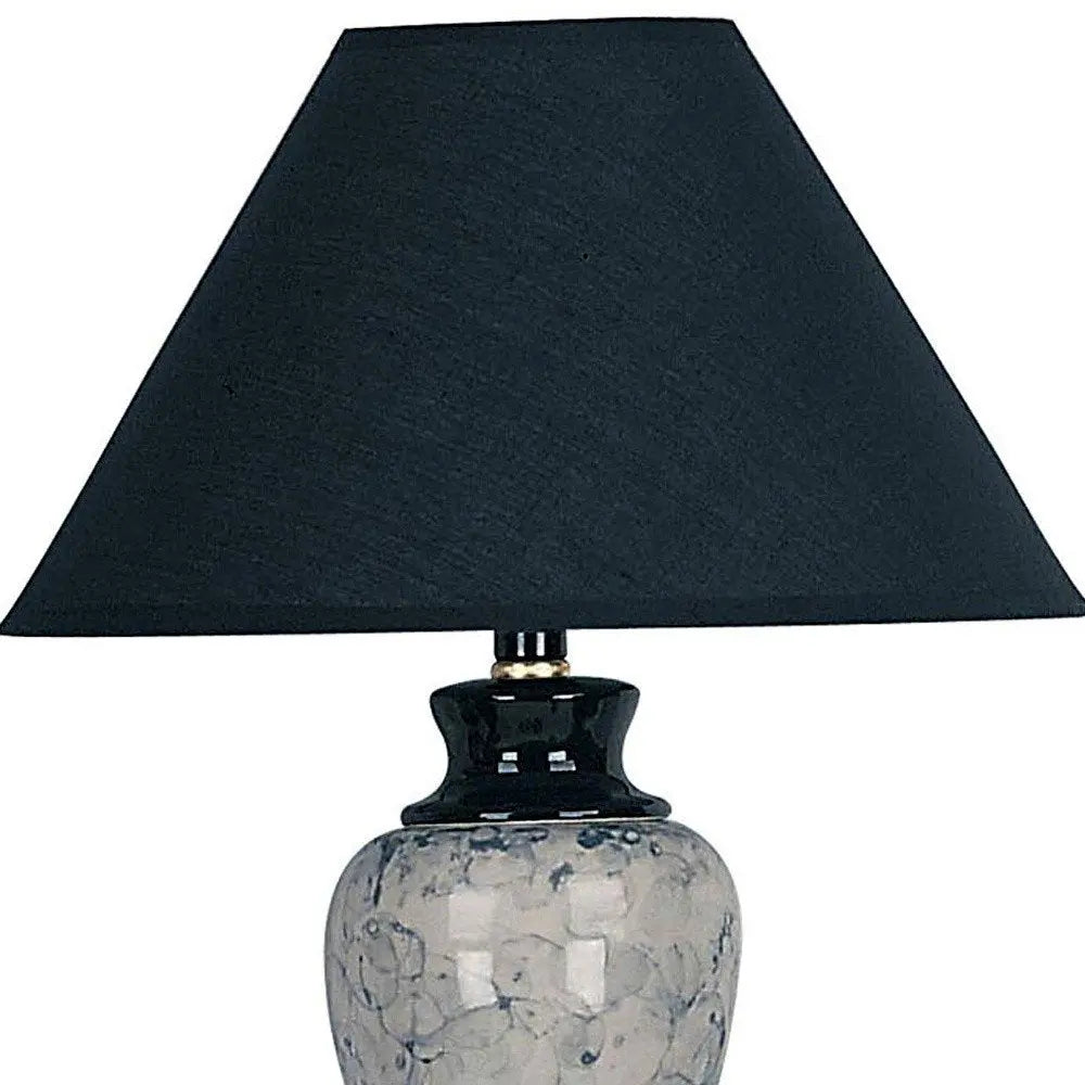 13" Black Ceramic Bedside Table Lamp With Black Shade HomeRoots