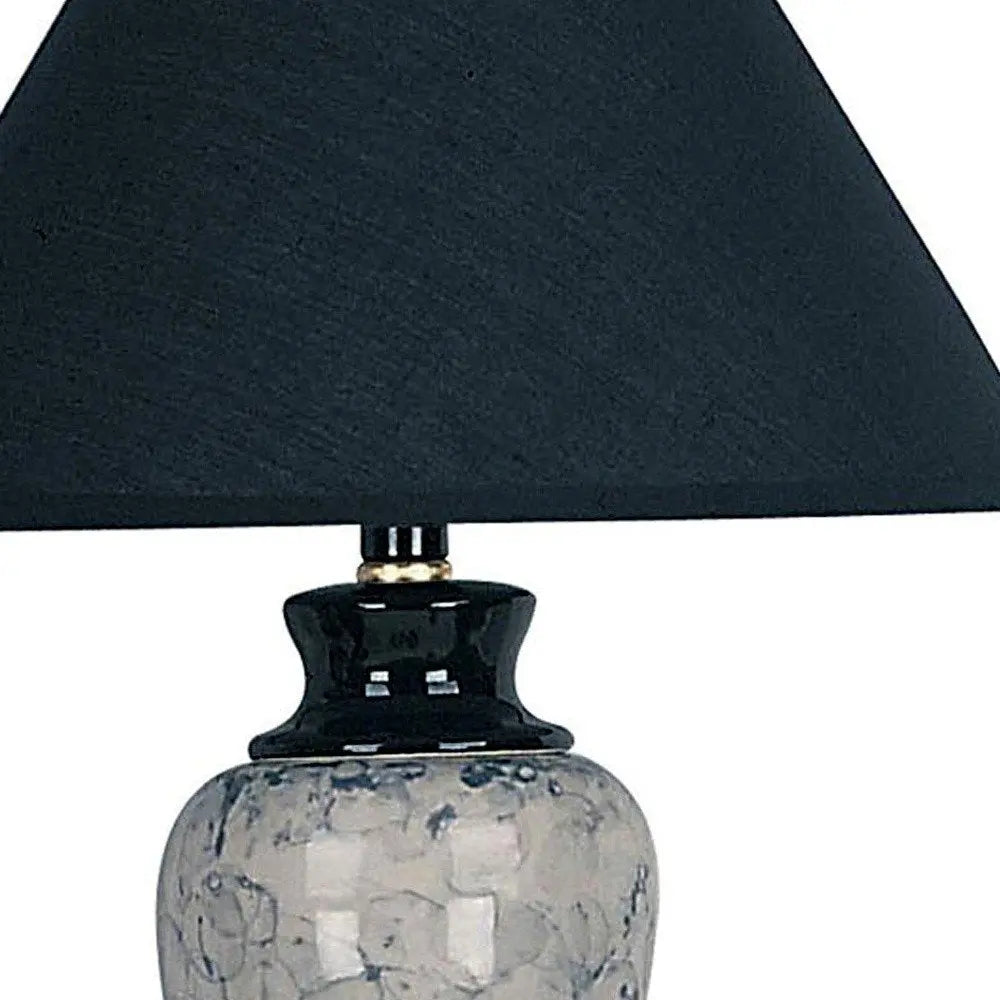 13" Black Ceramic Bedside Table Lamp With Black Shade HomeRoots