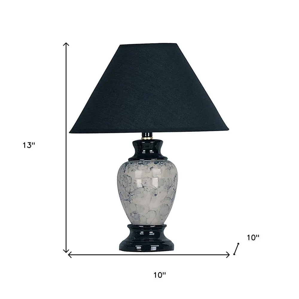 13" Black Ceramic Bedside Table Lamp With Black Shade HomeRoots