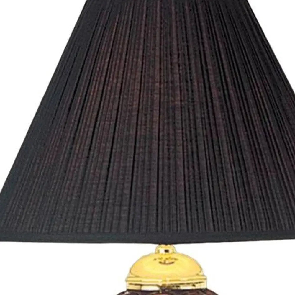27" Black and Gold Ceramic Urn Table Lamp With Black Empire Shade HomeRoots