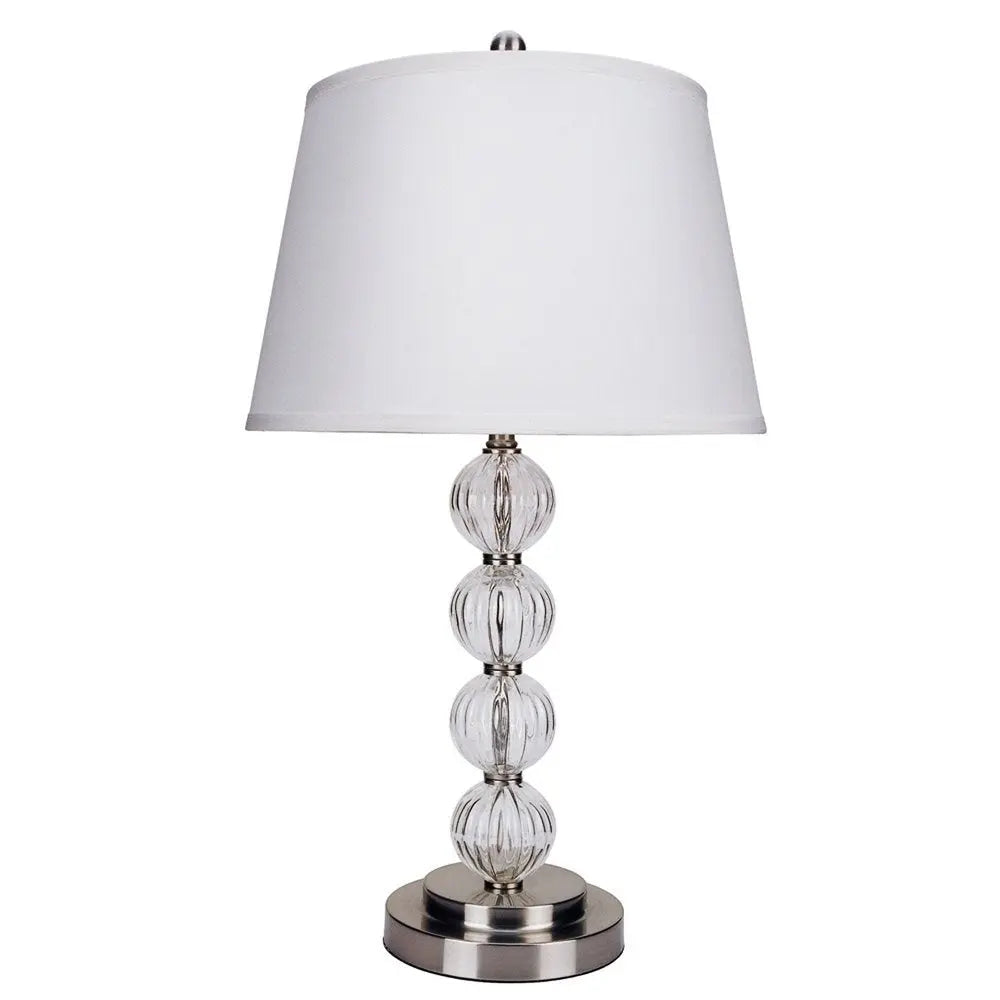 29" Silver Metal Table Lamp With White Classic Empire Shade HomeRoots