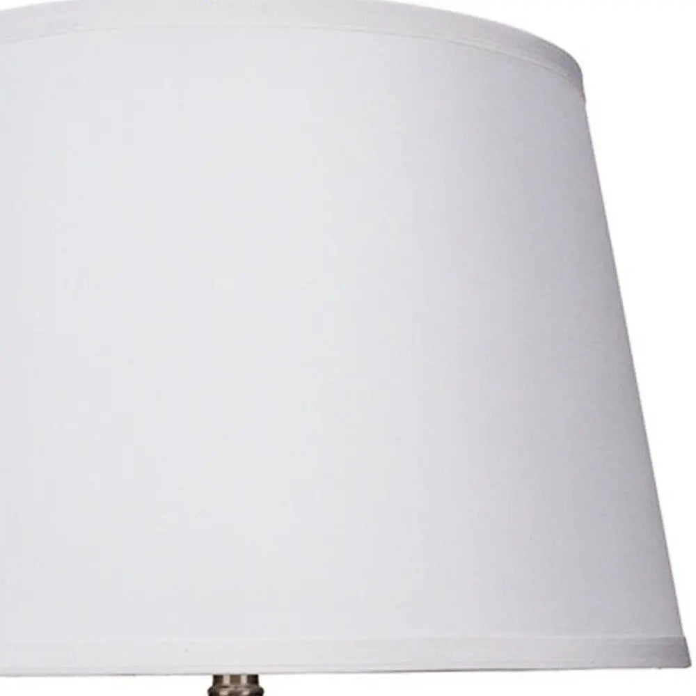 29" Silver Metal Table Lamp With White Classic Empire Shade HomeRoots