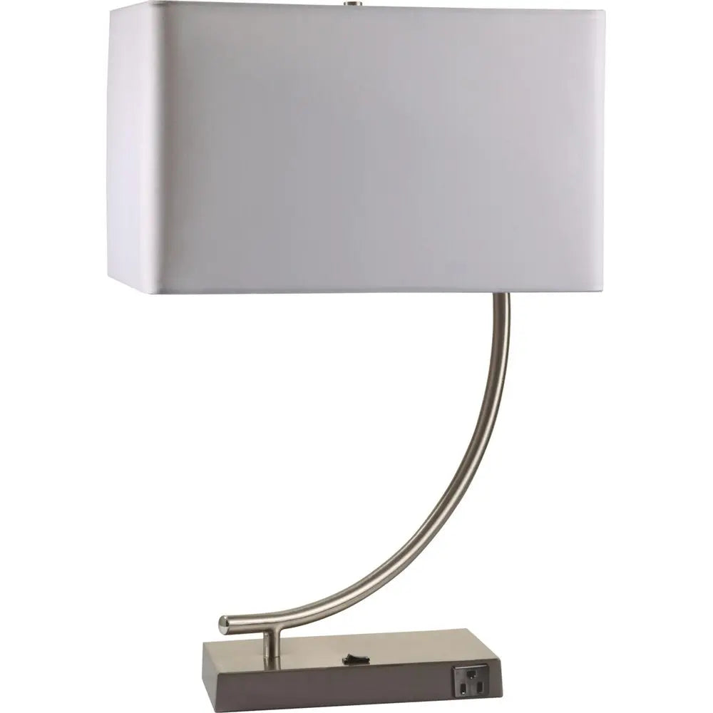 23" Silver Curved Table Lamp With White Rectangle Shade HomeRoots