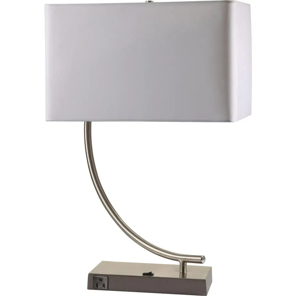 23" Silver Curved Table Lamp With White Rectangle Shade HomeRoots