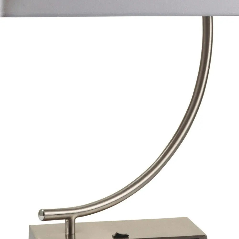 23" Silver Curved Table Lamp With White Rectangle Shade HomeRoots