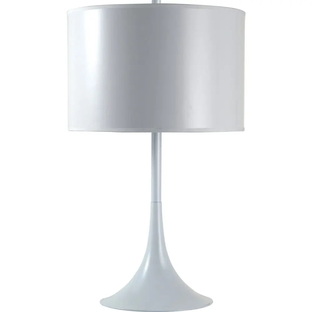 25" White Metal Table Lamp With White Classic Drum Shade HomeRoots