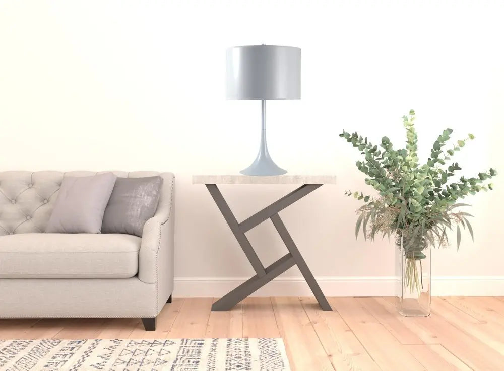 25" White Metal Table Lamp With White Classic Drum Shade HomeRoots