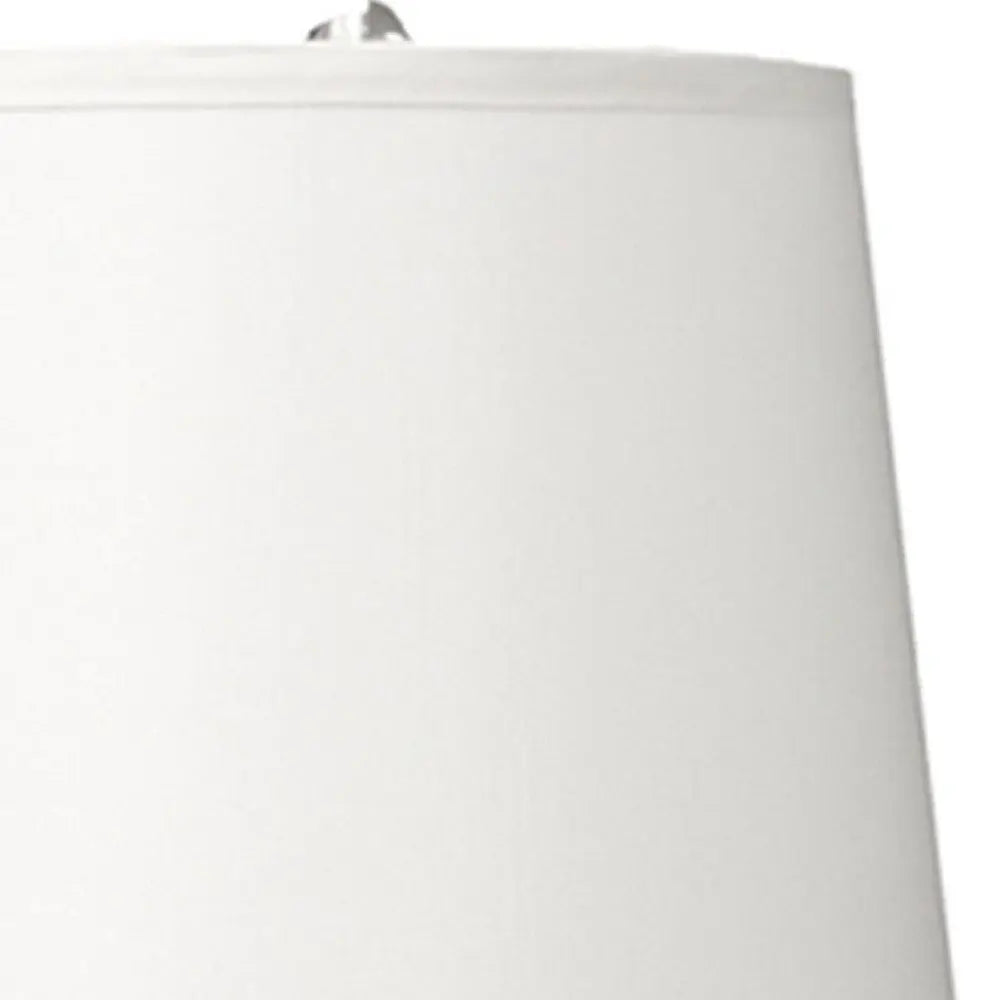25" Silver Metal Gourd Table Lamp With White Tapered Drum Shade HomeRoots