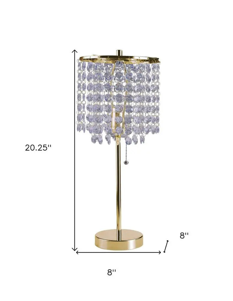 20" Gold Metal Bedside Table Lamp With Clear Drum Shade HomeRoots