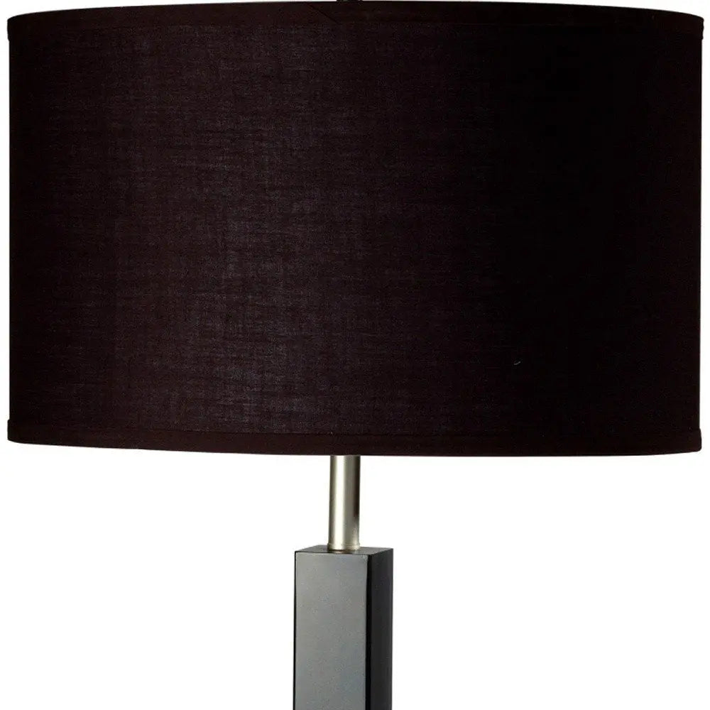 30" Black Polyresin Table Lamp With Brown Classic Drum Shade HomeRoots