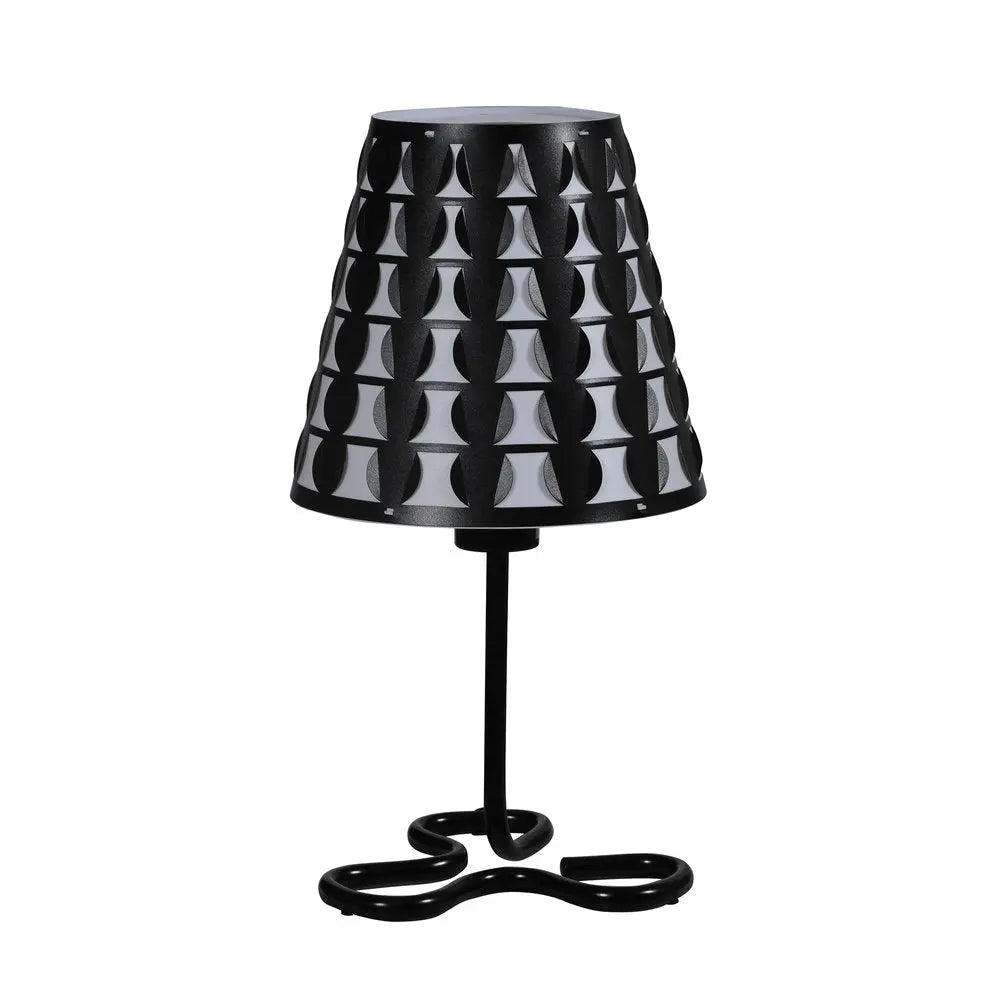 16" Black Bedside Table Lamp With Black And White Polka Dots Empire Shade HomeRoots