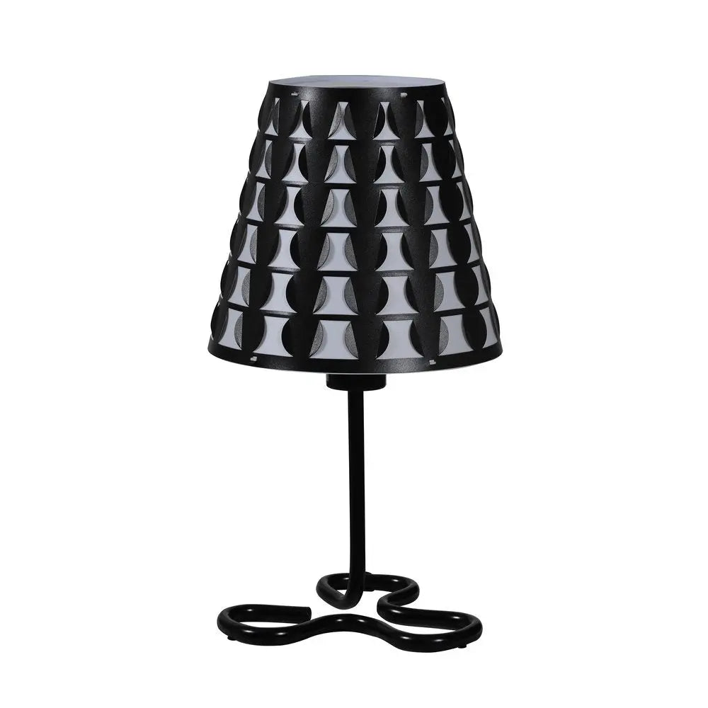 16" Black Bedside Table Lamp With Black And White Polka Dots Empire Shade HomeRoots