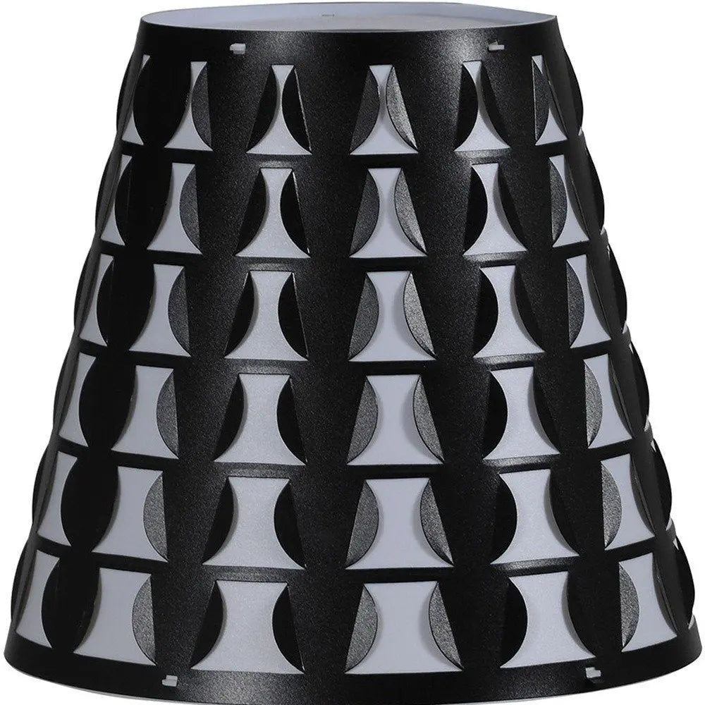 16" Black Bedside Table Lamp With Black And White Polka Dots Empire Shade HomeRoots