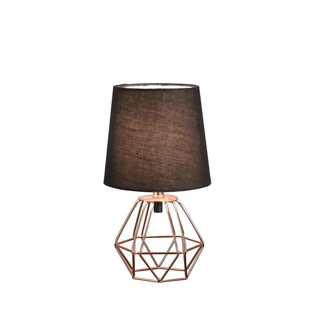 11" Copper Bedside Table Lamp With Black Empire Shade HomeRoots