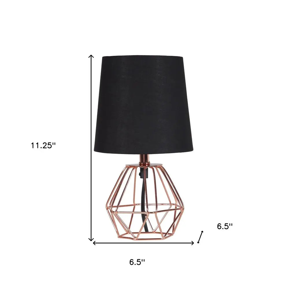 11" Copper Bedside Table Lamp With Black Empire Shade HomeRoots
