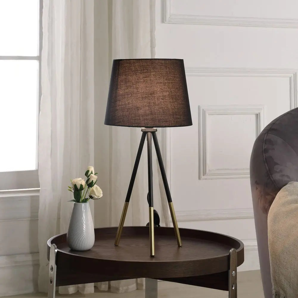 20" Gold Tripod Table Lamp With Black Empire Shade HomeRoots