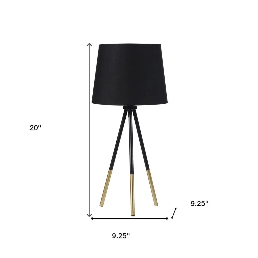 20" Gold Tripod Table Lamp With Black Empire Shade HomeRoots