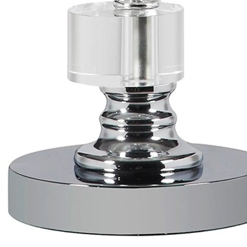 20" Silver Crystal Stacked Geo Cubes Table Lamp With White Classic Empire Shade HomeRoots