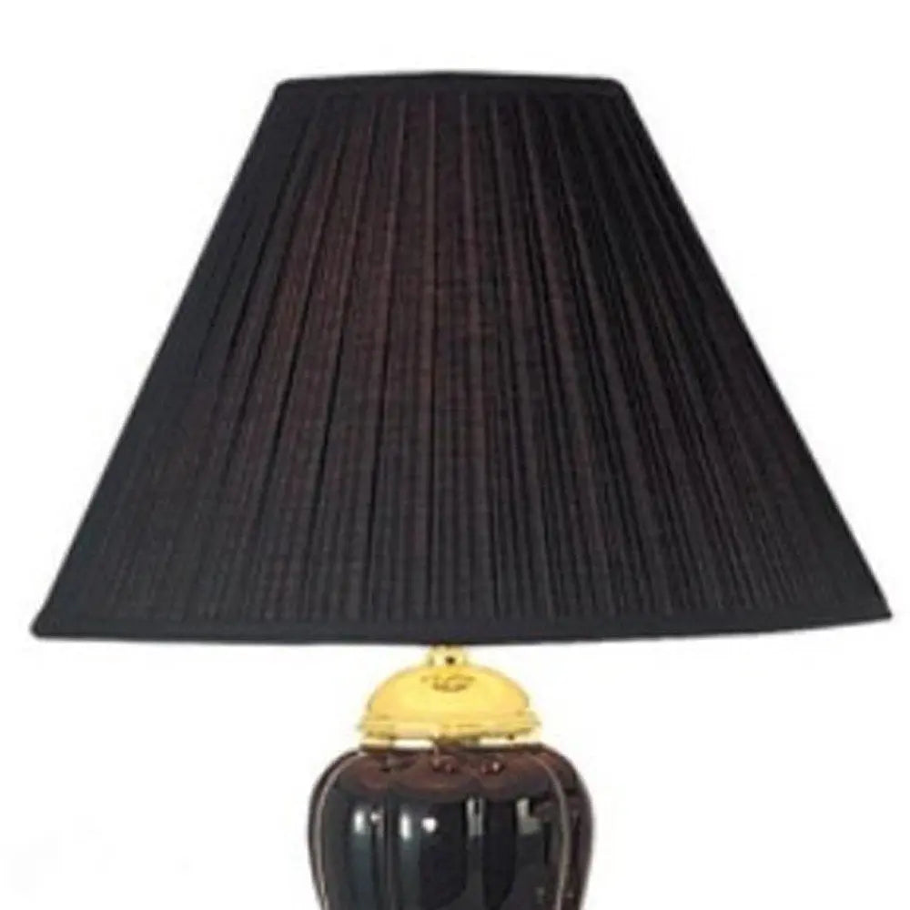 Set Of Three 64" Gold Ceramic Bedside Floor and Table Lamp Set With Black Empire Shade HomeRoots