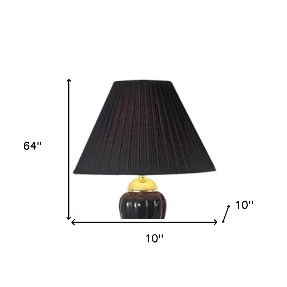 Set Of Three 64" Gold Ceramic Bedside Floor and Table Lamp Set With Black Empire Shade HomeRoots