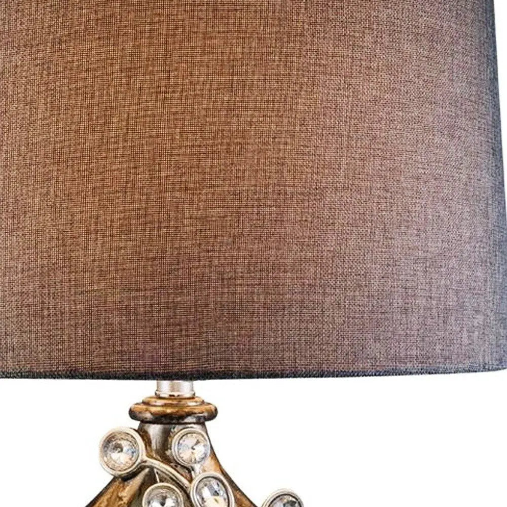 Brown and Gold Faux Crystal Glam Accent Table Lamp HomeRoots