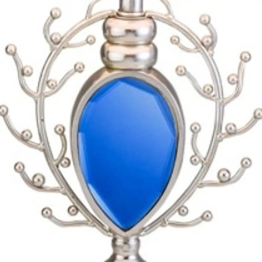 Dazzling Faux Turquoise Pendent Silver Table Lamp HomeRoots