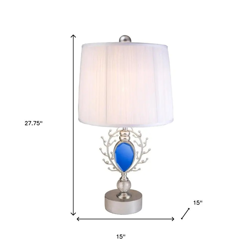 Dazzling Faux Turquoise Pendent Silver Table Lamp HomeRoots