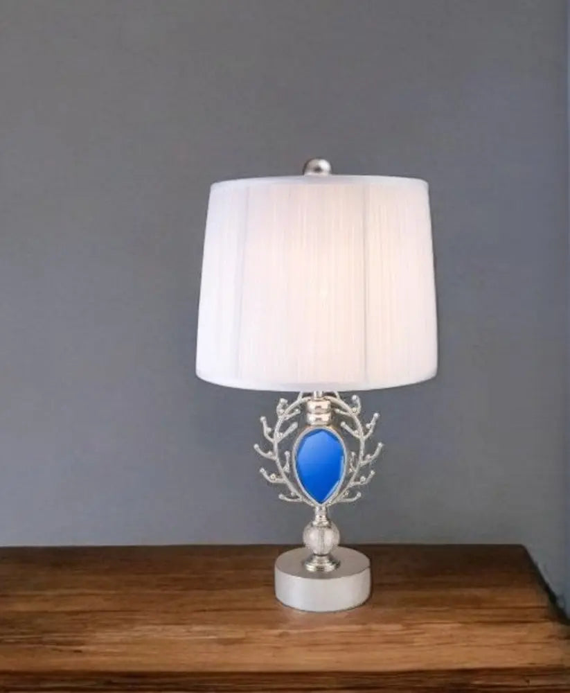 Dazzling Faux Turquoise Pendent Silver Table Lamp HomeRoots