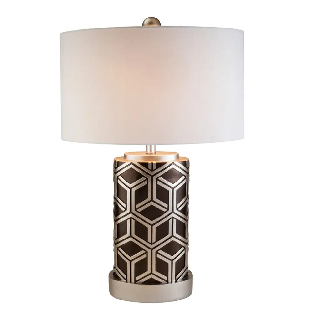 Deep Brown and Silver Geo Weave Table Lamp HomeRoots