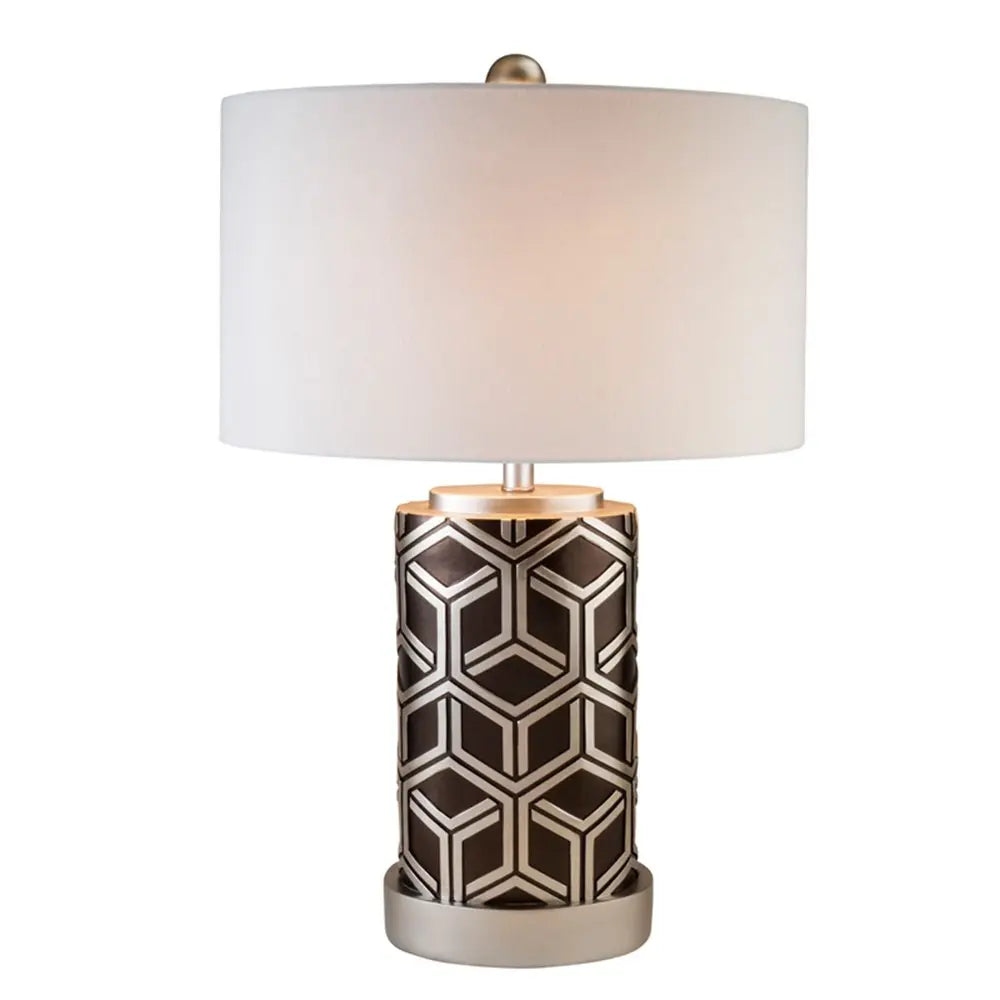 Deep Brown and Silver Geo Weave Table Lamp HomeRoots