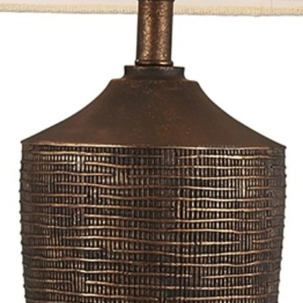 Fantastic Rustic Ribbed Bronze Table Lamp HomeRoots