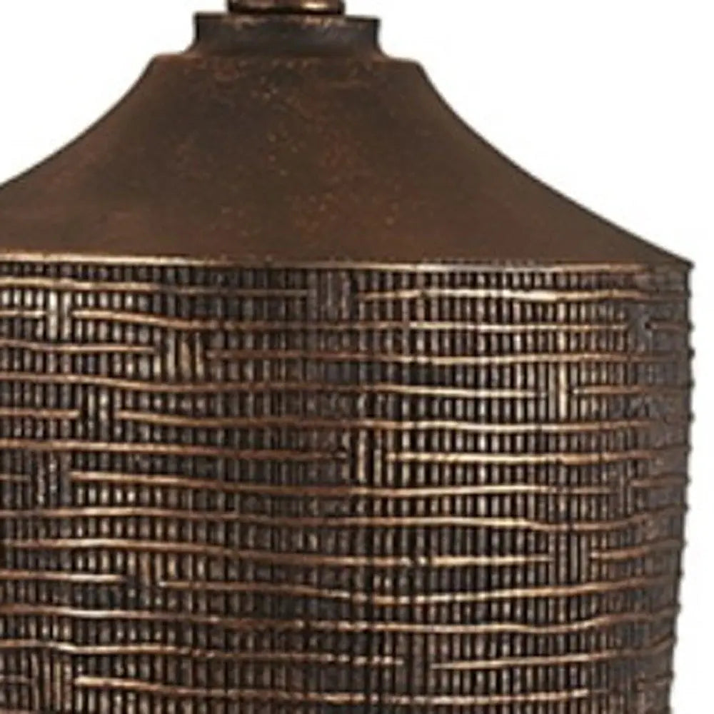 Fantastic Rustic Ribbed Bronze Table Lamp HomeRoots