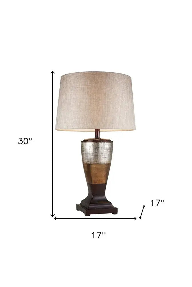Exotic Brown and Gold Wide Stripe Table Lamp HomeRoots