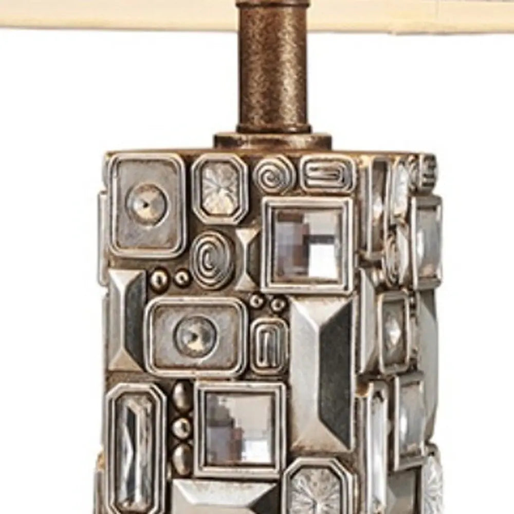 Silver Table Lamp with Abstract Mirror Design HomeRoots