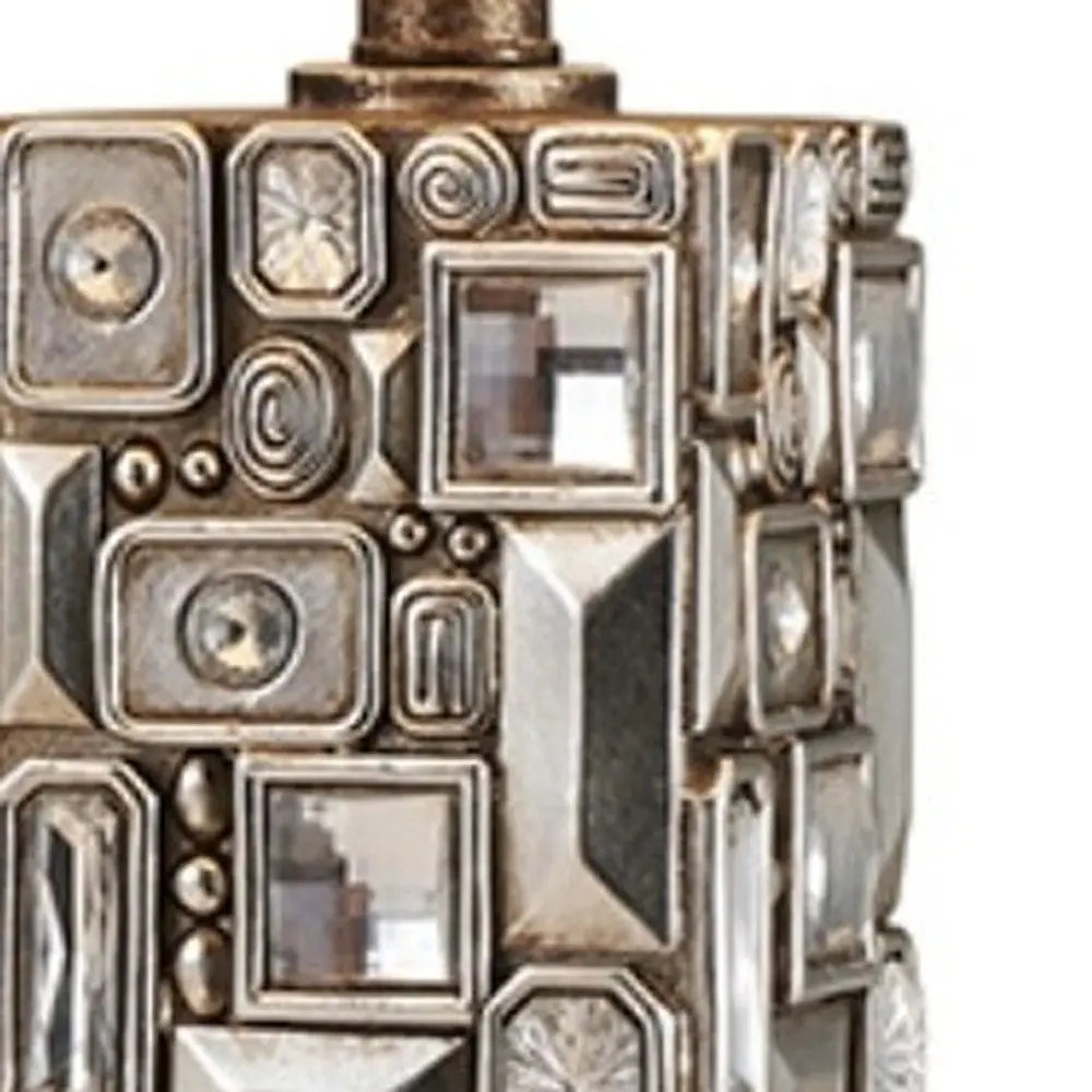 Silver Table Lamp with Abstract Mirror Design HomeRoots