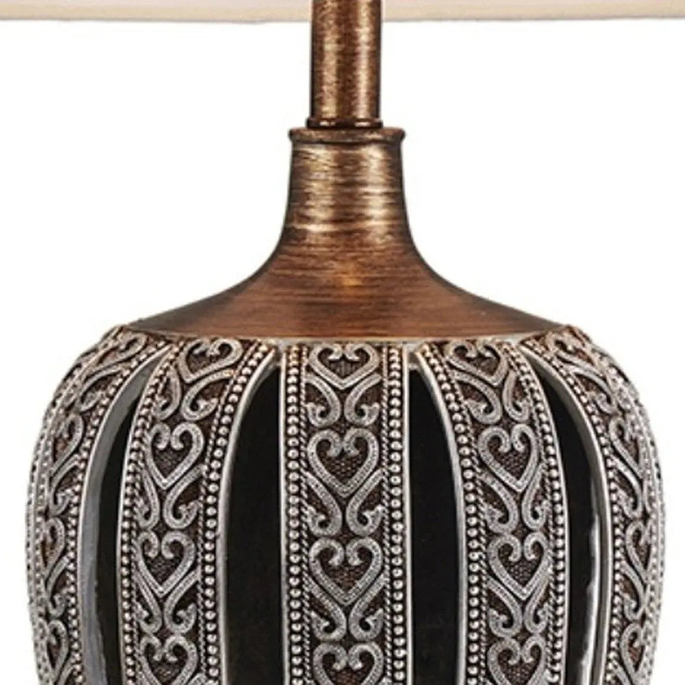 Primo Tall Brown Table Lamp with White Lamp Shade HomeRoots