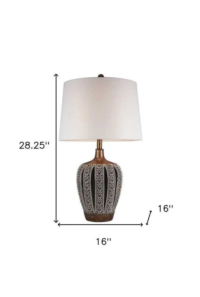 Primo Tall Brown Table Lamp with White Lamp Shade HomeRoots